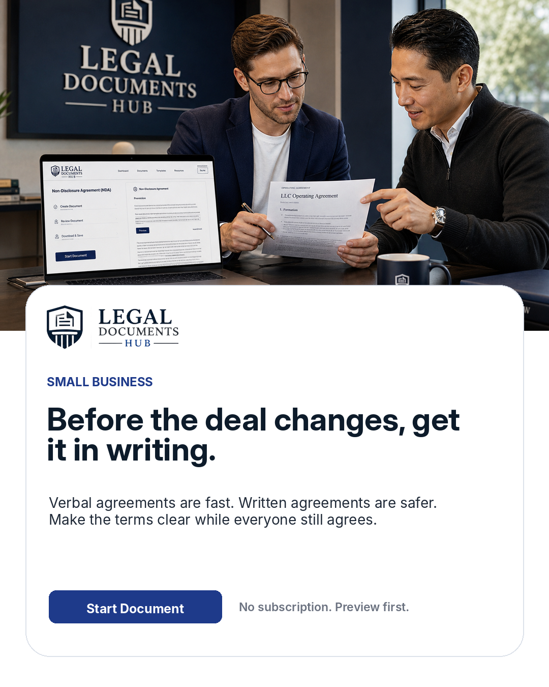 Co-founders aligning on equity and decision rights before revenue arrives